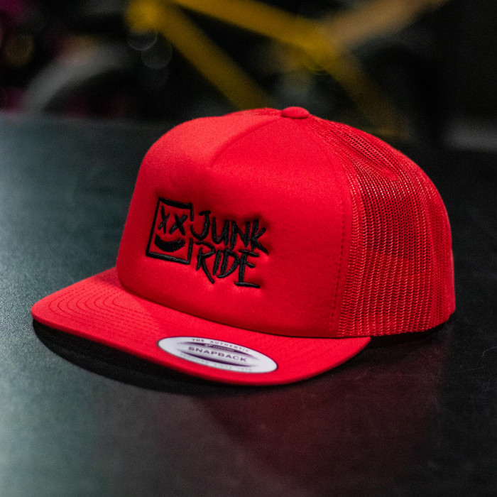 JUNKRIDE CREW LOGO FOAM TRUCKER HAT RED