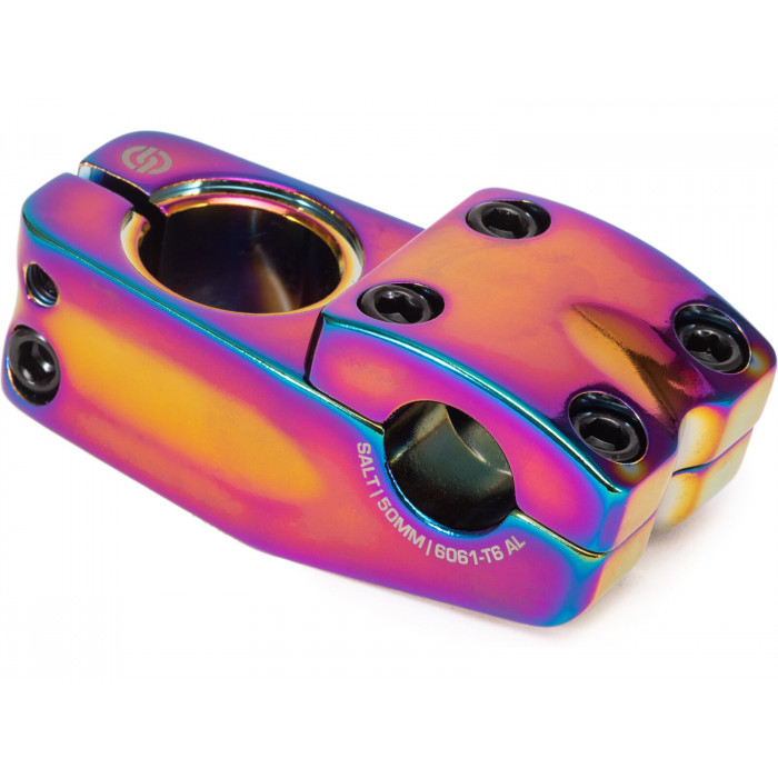 SaltBMX ZION toploader stem 50mm reach, mid rise top loader oilslick