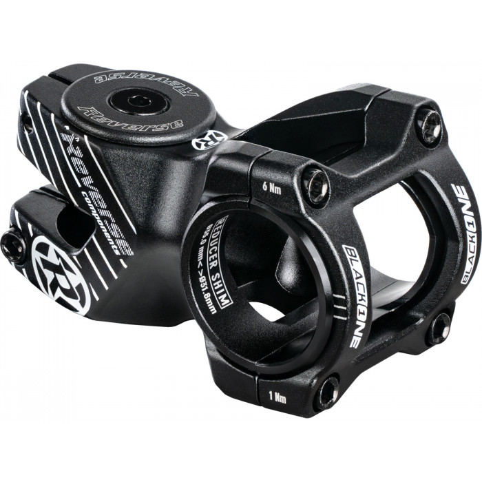 REVERSE Stem Black-ONE D-2 50mm Ø31,8 &  Ø35mm (Black/White) inkl. Top Cap 