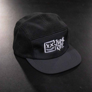 JUNKRIDE LOGO FLEECE 5 PANEL CAP BLACK 2