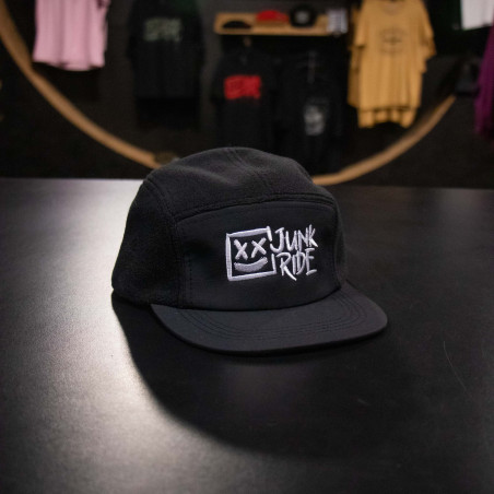 JUNKRIDE LOGO FLEECE 5 PANEL CAP BLACK