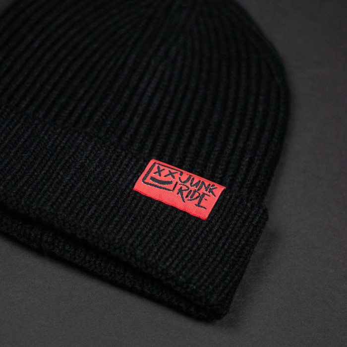 JUNKRIDE KNIT BLACK BEANIE