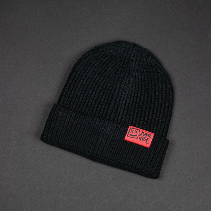 JUNKRIDE KNIT BLACK BEANIE