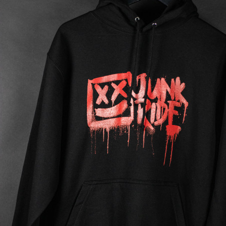 JUNKRIDE SPRAY LOGO HOODIE BLACK / RED